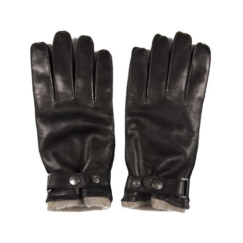 Schwarz Handschuhe aus Leder 